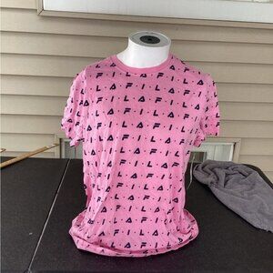 Blokecore gorpcore nostalgia earthy artisanal Fila pink Tshirt. Large